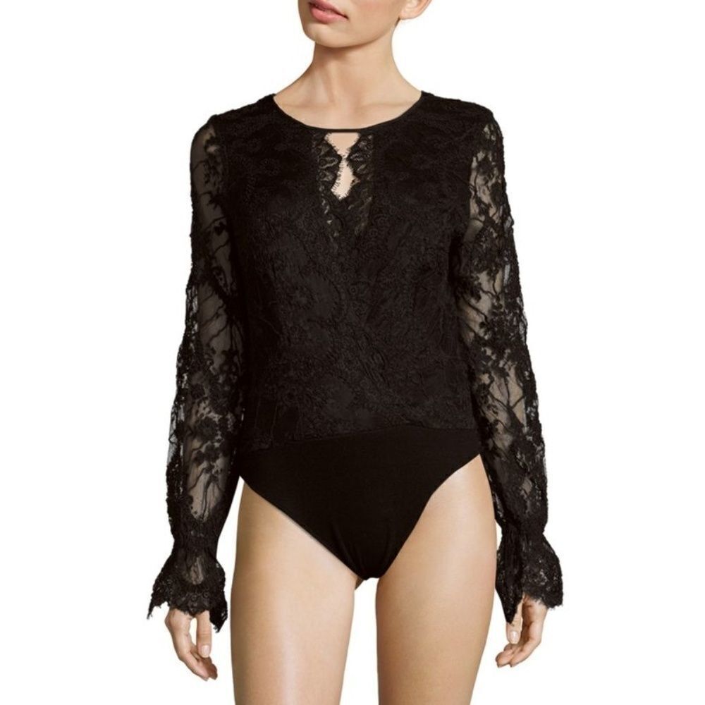 Stone Cold Fox‎ Bodysuit Black Lace Top Love X-Small and Small